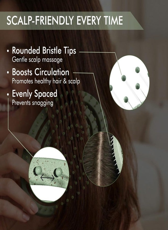 Ikonic Me Spiral Vent Travel Hair Brush IKM-2109, Eco Conscious, Flexible Airflow Design for Faster Blow Dry, Scalp Stimulating, Anti Static Bristles,Frizz Free Finish, All Hair Types - Jade Green - Image 4