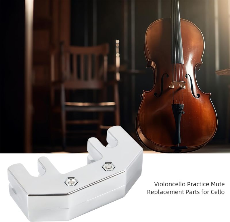Cello Noise Reducer: 10 X 5 X 3 Cm Chrome Metal Mute - Tone-preserving Volume Dampener Practice Aid for Home Beginners Neighbor-friendly Practice - Image 2