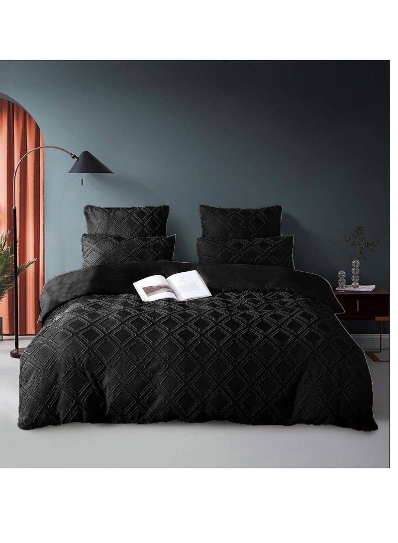 طقم غطاء لحاف من 6 قطع، طقم فراش هندسي مبطن، مصنوع من ألياف دقيقة كاتيونية، ناعم وجيد التهوية