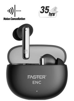 Faster E22 Wireless Earbuds with Environmental Noise Cancellation (ENC) - 35 Hours Playtime with Bluetooth 5.3 - HiFi Stereo Sound Airpods - Gaming Mode with Ultra-Low Latency - IPX4 Waterproof Earbuds - For Exercise, Gym - Compatible with iPhone & Android (Black)  - Image 1