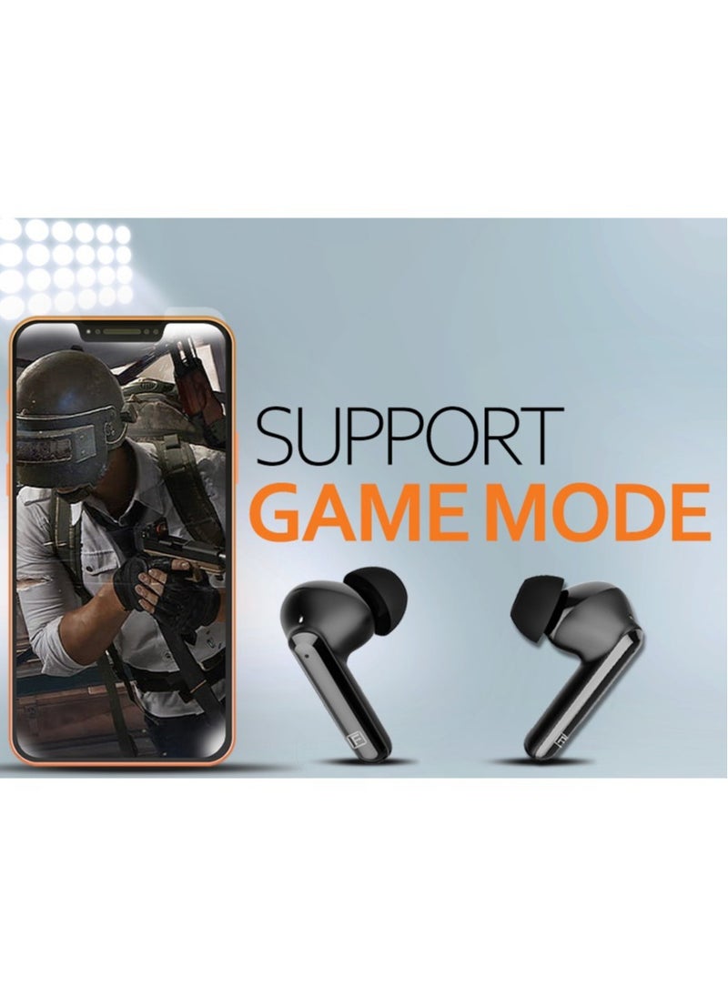 Faster - E22 Wireless Earbuds with Environmental Noise Cancellation (ENC) - 35 Hours Playtime with Bluetooth 5.3 - HiFi Stereo Sound Airpods - Gaming Mode with Ultra-Low Latency - IPX4 Waterproof Earbuds - For Exercise, Gym - Compatible with iPhone & Android (Black) - Image 1