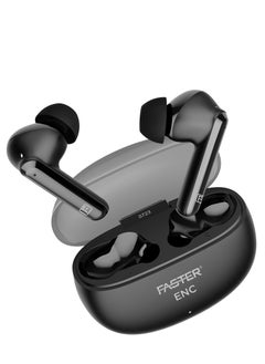 Faster E22 Wireless Earbuds with Environmental Noise Cancellation (ENC) - 35 Hours Playtime with Bluetooth 5.3 - HiFi Stereo Sound Airpods - Gaming Mode with Ultra-Low Latency - IPX4 Waterproof Earbuds - For Exercise, Gym - Compatible with iPhone & Android (Black)  - Image 2
