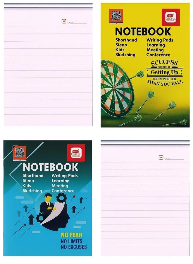 FIRST CLICK® Kids Notebooks for Writing Shorthand Steno Notebook | Doctors Prescription Pad | Writing Notepad | 160 Pages per Booklet | Pack of 2 | 68 GSM Paper | Both Side Ruled | 12.2 x 18 cm Learning, Meetings, Conferences, Sketching, Kids Note Books - Image 1