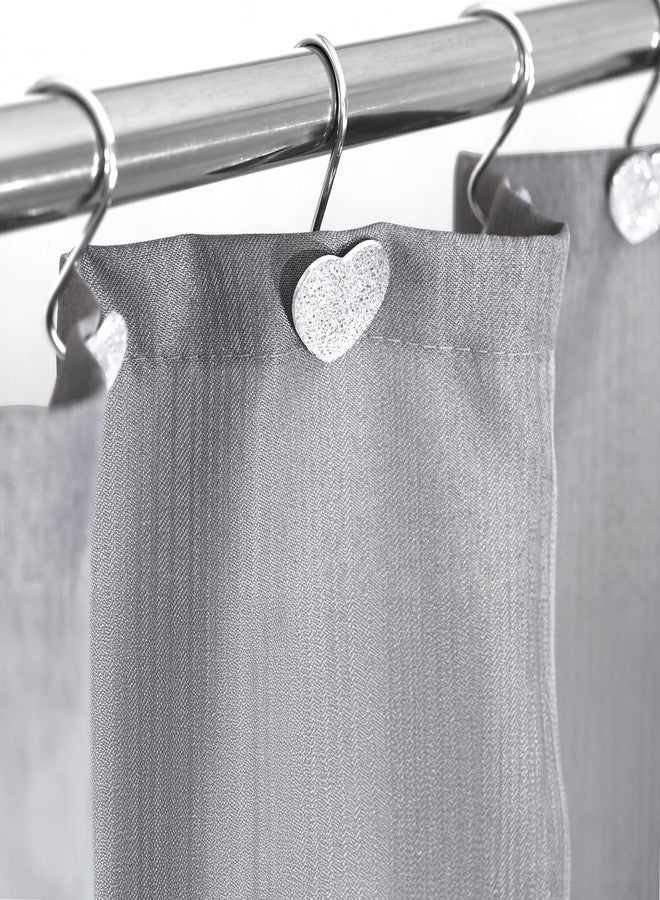 Popkozzi Clear Heart Shower Curtain Hooks: 12 Pcs Glitter Crystal Decorative Curtain Rings with Sparkling Rhinestones - Transparent Shower Hangers for Valentine's Day Christmas Winter Holiday Bathroom Decor - Image 3