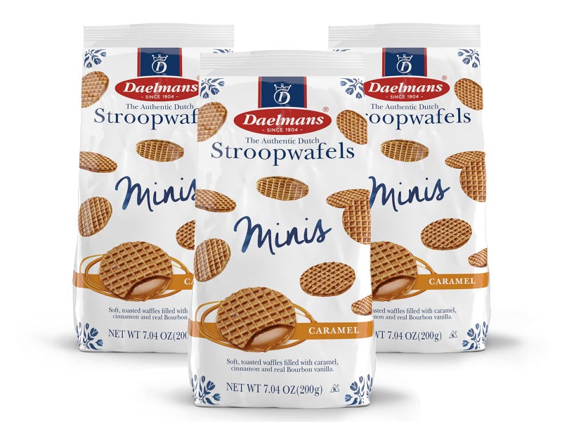 DAELMANS Stroopwafels, Dutch Waffles Soft Toasted, Pack of 3, Caramel, Office Snack, Mini Size, Kosher Dairy, Authentic Made In Holland, Bag of Mini Stroopwafels, 7.04oz (3 Pack) - Image 1