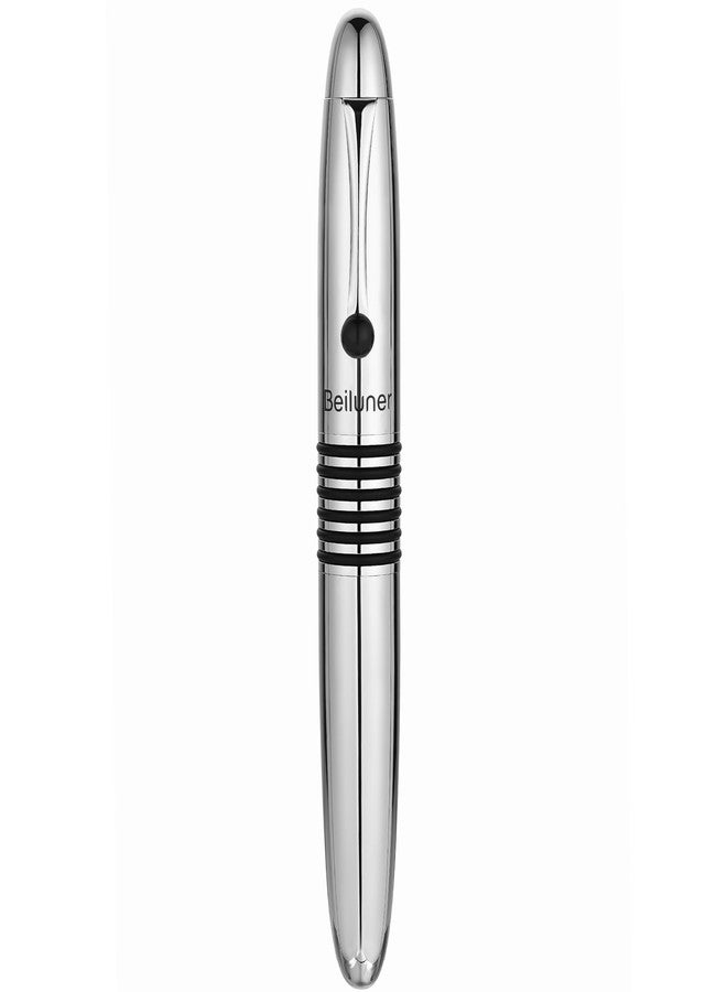 BEILUNER 320 Silver Chrome Rollerball - Stunning Luxury Pen with Chrome Finish, EDC, Heavy, Schmidt Black Ink Refill, Best Gift Set for Men & Women, Professional, Executive Office, Nice Classic Pens - Image 2