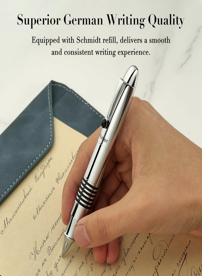 BEILUNER 320 Silver Chrome Rollerball - Stunning Luxury Pen with Chrome Finish, EDC, Heavy, Schmidt Black Ink Refill, Best Gift Set for Men & Women, Professional, Executive Office, Nice Classic Pens - Image 5
