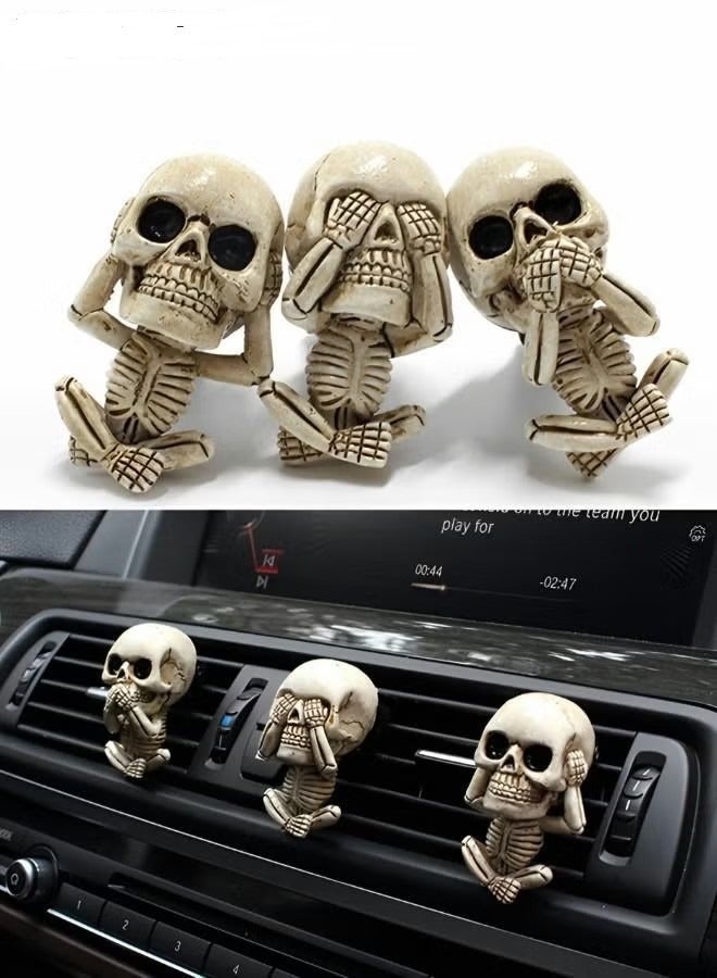 3 Packs Car Air Freshener Clips,Car aromatherapy,Skull Car Accessories,Car Vent Decoration, Skull Car Interior Accessories,Creative Vehicle Supplies - Image 1