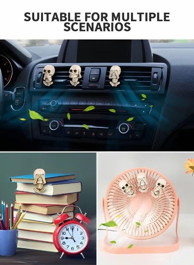 3 Packs Car Air Freshener Clips,Car aromatherapy,Skull Car Accessories,Car Vent Decoration, Skull Car Interior Accessories,Creative Vehicle Supplies - Image 4