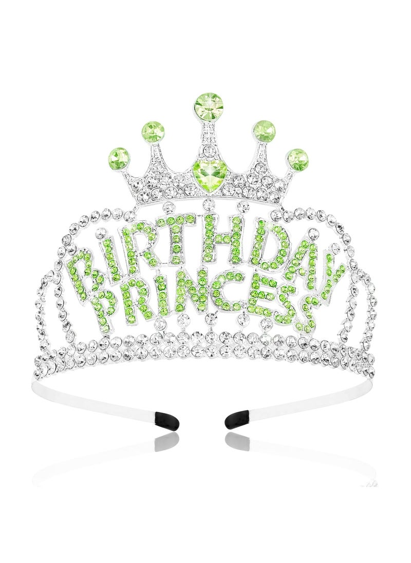 Velscrun VELSCRUN Birthday Princess Headband Birthday Princess Tiara Crown for Girls Green Crystal Girl Tiara Birthday Crowns Tiara for Women Happy Birthday Princess Party Decorations for Girls 