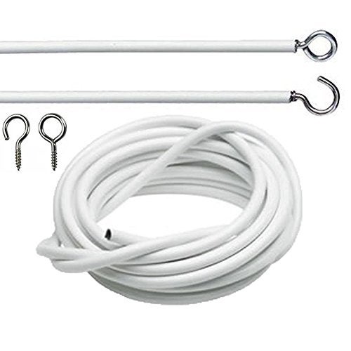 CfoPiryx White Curtain Wire Hanging Cord with Self-Adhesive Hook and Eyes for Net Curtain Rods (4 Meter) - Image 1