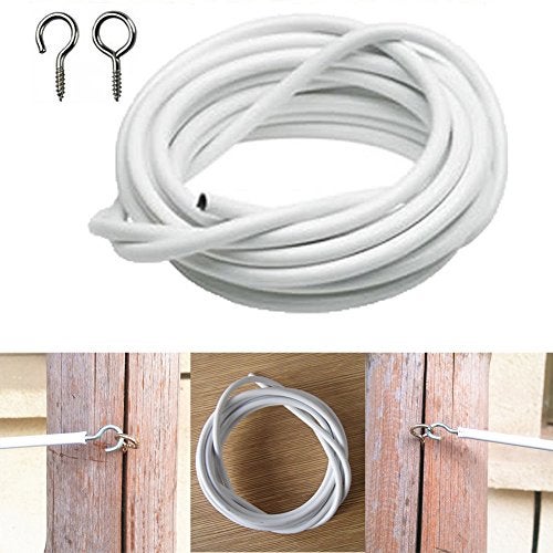 CfoPiryx White Curtain Wire Hanging Cord with Self-Adhesive Hook and Eyes for Net Curtain Rods (4 Meter) - Image 2