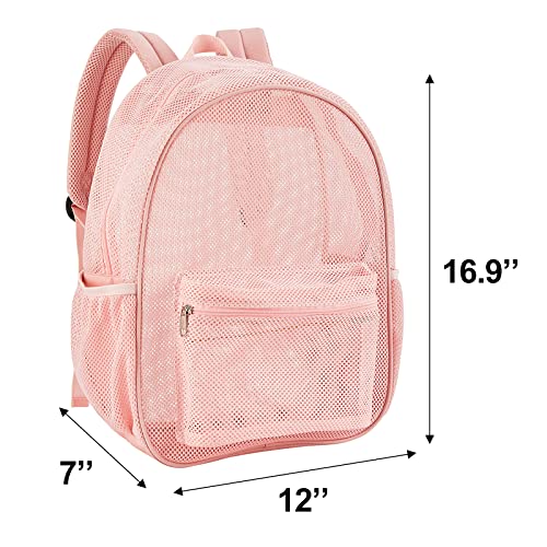 COVAX Heavy Duty Mesh Backpack, See Through College Backpack with Padded Shoulder Straps for Commuting, Swimming, Travel, Beach, Outdoor Sports (Pink) - Image 4