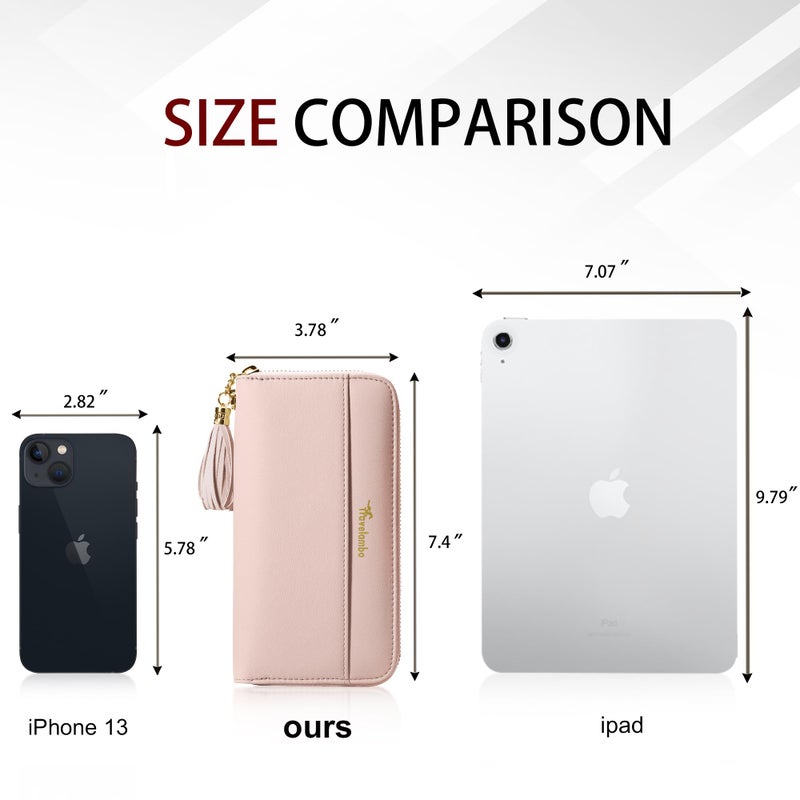 Travelambo Womens Wallet Tassel Bifold Ladies Clutch Wristlet Wrist strap Long Purse (Access Pink Champagne) - Image 4