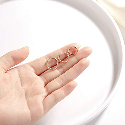 Vishoca Surgical Stainless Steel Hoop Earrings 8mm/10mm/12mm Small Huggie Hoop Earrings for Women and Men (I: Rose Gold (Diameter 8mm/10mm/12mm),3 Pairs) - Image 3