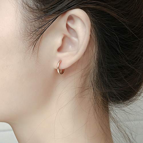 Vishoca Surgical Stainless Steel Hoop Earrings 8mm/10mm/12mm Small Huggie Hoop Earrings for Women and Men (I: Rose Gold (Diameter 8mm/10mm/12mm),3 Pairs) - Image 4