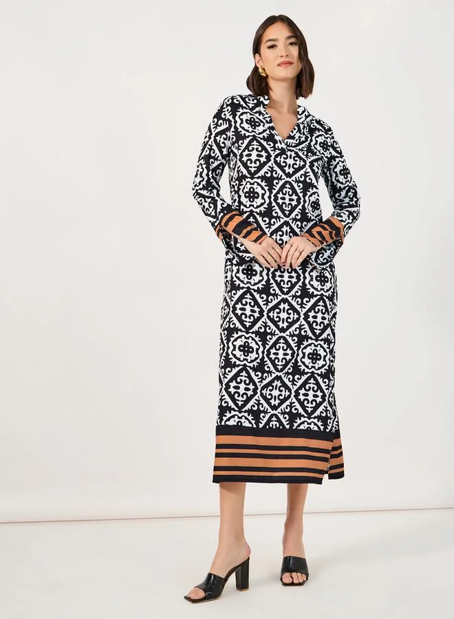 Styli Geometric Print Dress