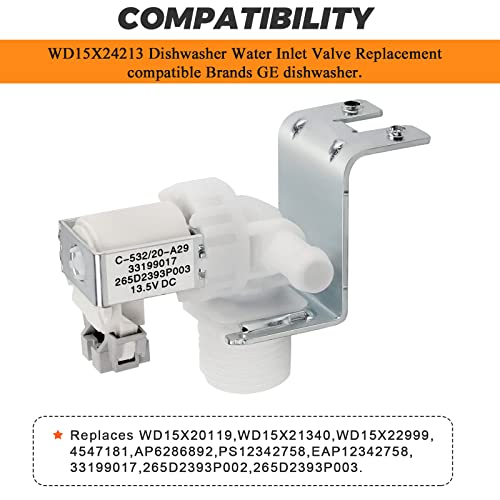 Blutoget WD15X24213 WD15X22999 WD15X26140 Dishwasher Valve by Blutoget -Compatible for GE Dishwasher-Replaces 4547181 AP6286892 PS12342758 EAP12342758 WD15X20119 WD15X21340 - Image 3