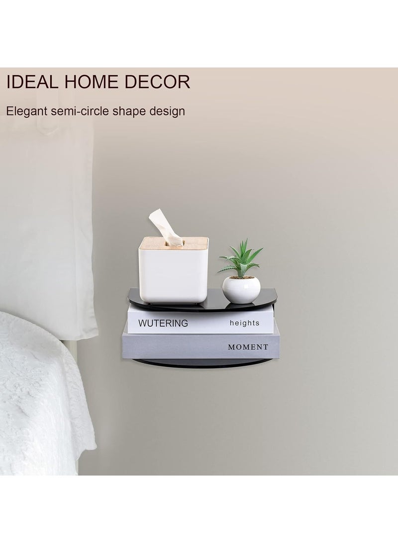 تي بي جي بي مجموعة من 2 طاولة جانبية معلقة من الأكريليك، مثبتة على الحائط لغرفة النوم، تحميل حتى 8 أرطال، 10.5 بوصة طول × 10 بوصة عرض × 4 بوصة ارتفاع، لون أسود - Image 4