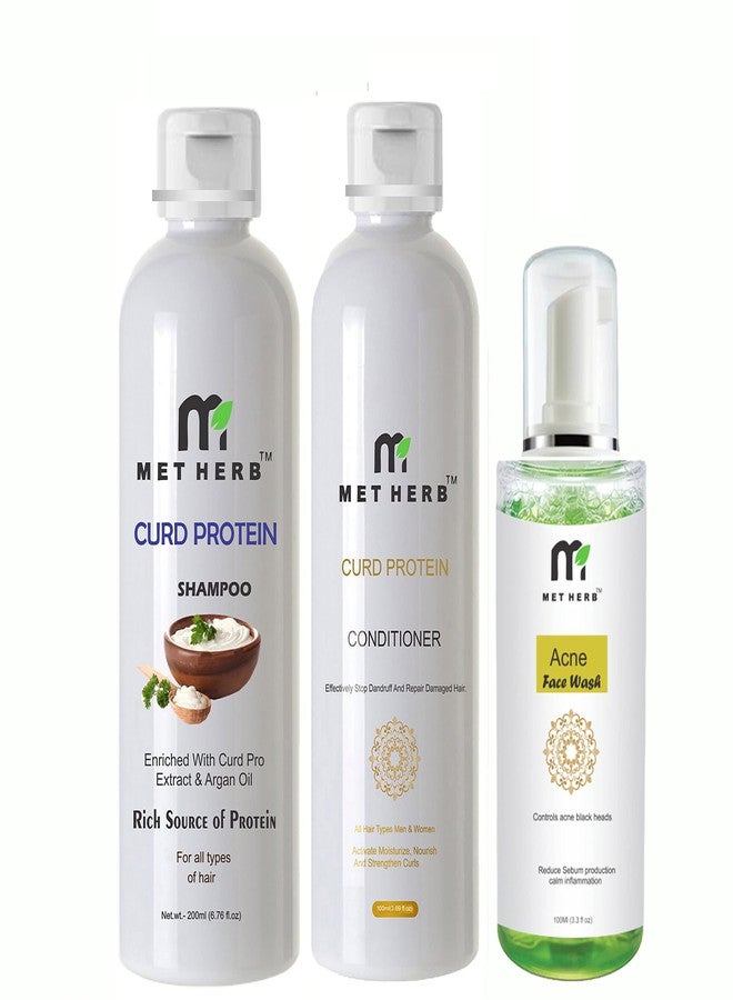 METHERB Curd Shampoo-200ml & Curd protein conditioner -200ml & Anit Acne Face wash -100ml (combo pack) - Image 2