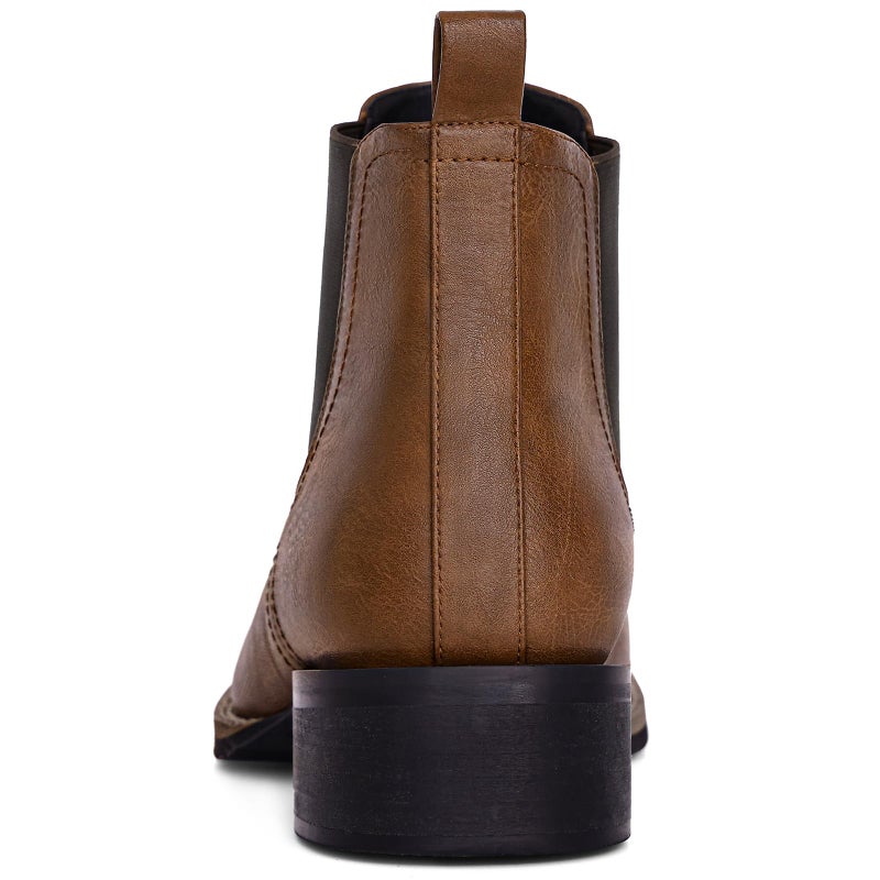 Choiran Western Cowboy Boots for Men - Mens Square Toe Chelsea Boots Ankle Cowboy Boots for Men Casual Retro Stylish Boots Brown - Image 4