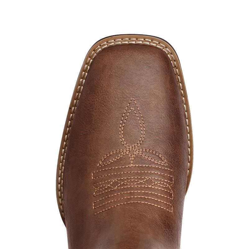 Choiran Western Cowboy Boots for Men - Mens Square Toe Chelsea Boots Ankle Cowboy Boots for Men Casual Retro Stylish Boots Brown - Image 3