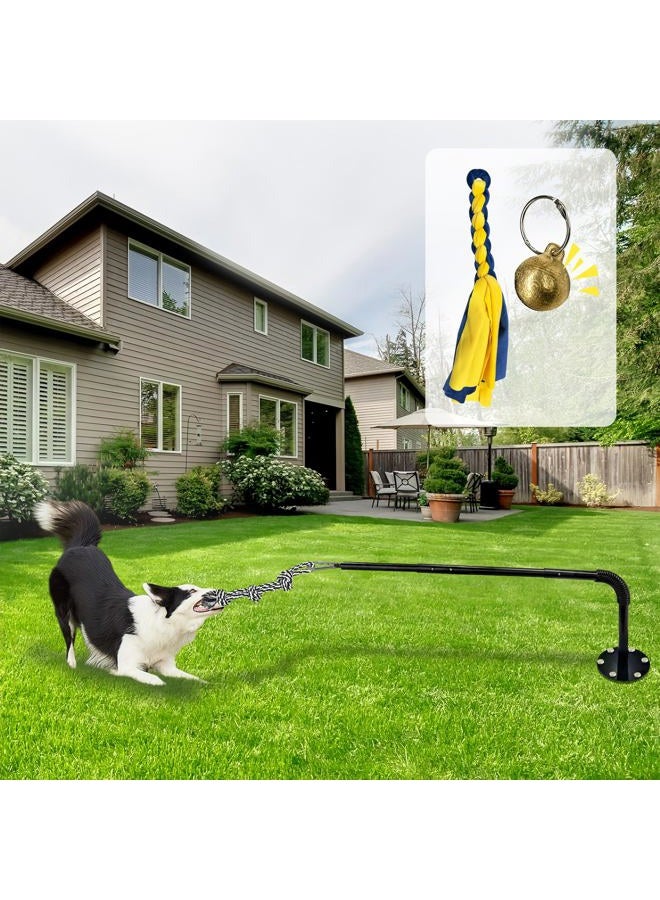 GRETMIX Tether Tug Outdoor Dog Toy, Interactive Exercise Game in Yard, Tether Tug with 2 Rope Toy and Bell for Large Medium Small Dog, Pull Chase and Tug of War - Image 1