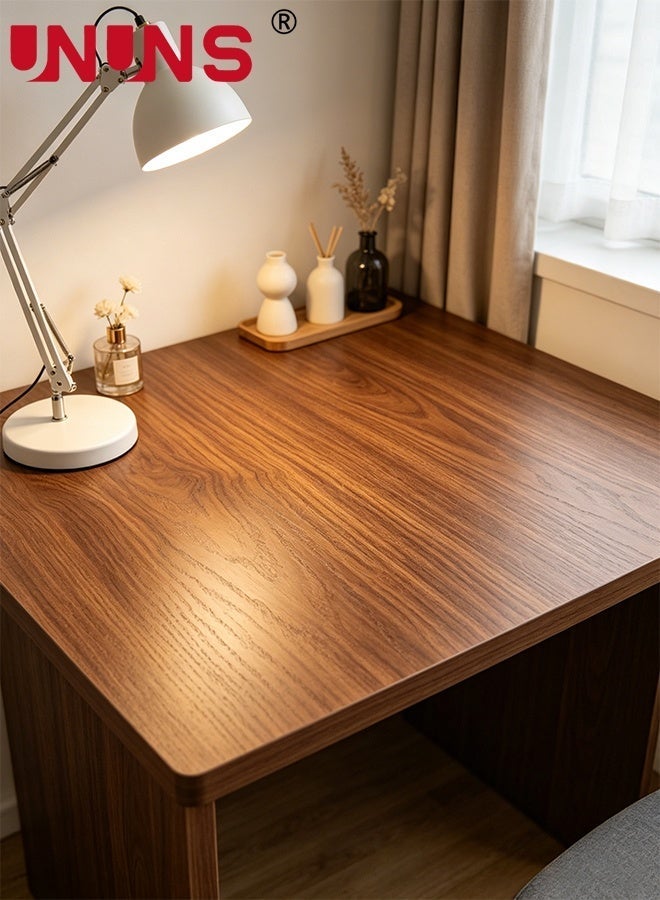 UNUNS Wood Wallpaper 60CMx 5M,1 Roll Widened Wood Grain Peel and Stick Contact Paper,Wood Door and Wall Decorative Sticker,Anti-Wood Grain Sticker,Cabinet Covering Desk Removable Furniture Stickers Self Adhesive Sticker for Wardrobe Cupboard（Golden Teak） - Image 3