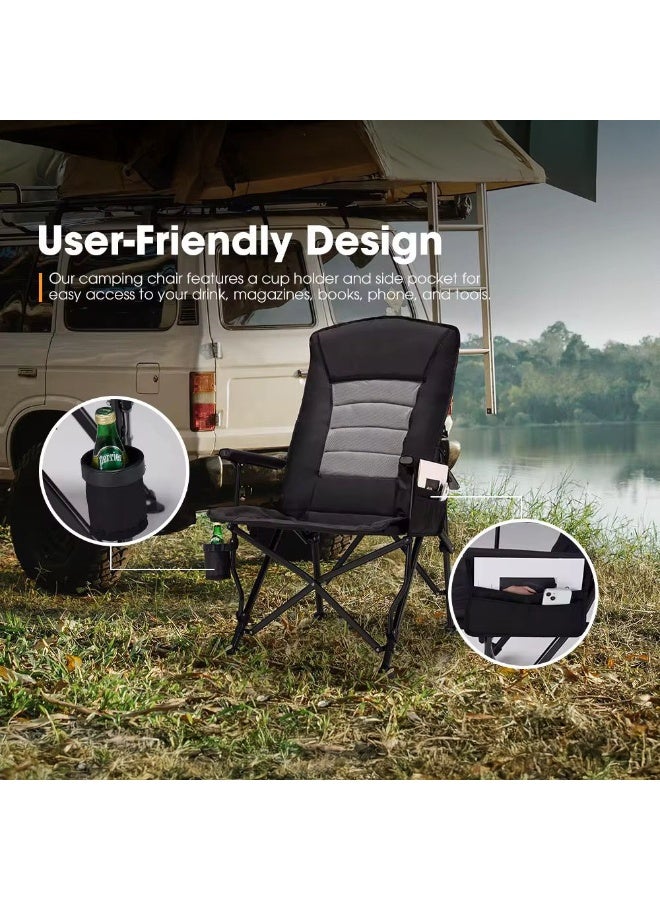 Oversized Camping Chair for Adults – Heavy Duty Foldable Chair with Adjustable Backrest, 200kg Support, Cup Holder, Portable for Outdoor, Beach, Camping and Travel - Image 5