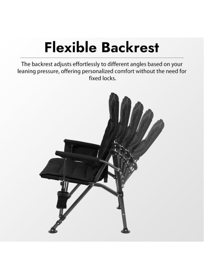 Oversized Camping Chair for Adults – Heavy Duty Foldable Chair with Adjustable Backrest, 200kg Support, Cup Holder, Portable for Outdoor, Beach, Camping and Travel - Image 4