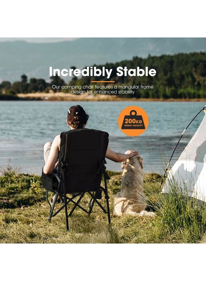 Oversized Camping Chair for Adults – Heavy Duty Foldable Chair with Adjustable Backrest, 200kg Support, Cup Holder, Portable for Outdoor, Beach, Camping and Travel - Image 3
