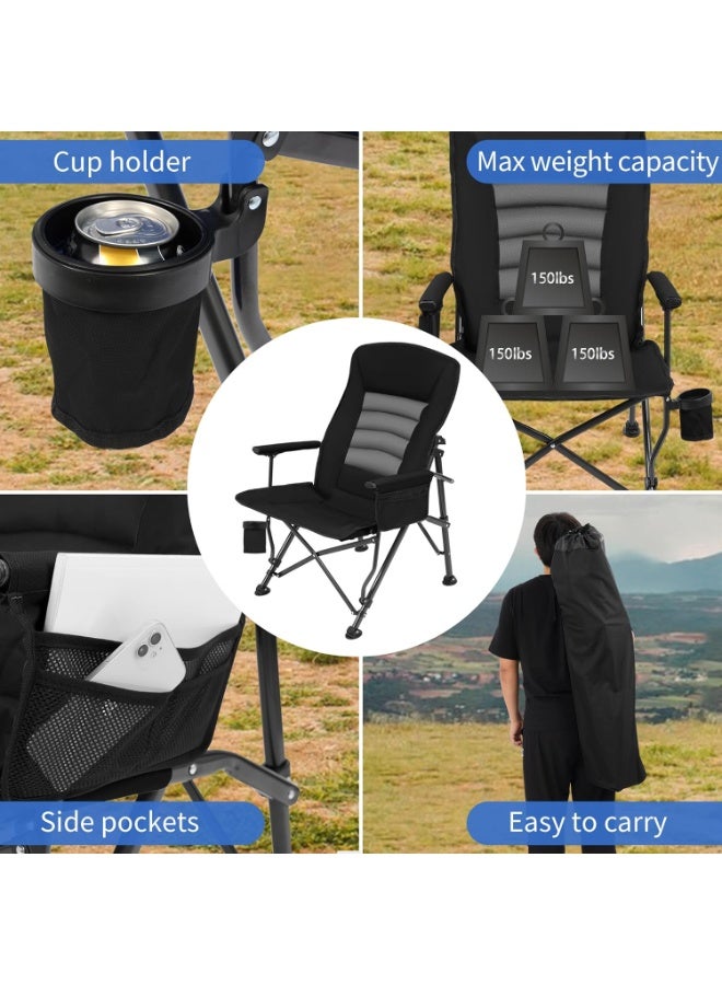 Oversized Camping Chair for Adults – Heavy Duty Foldable Chair with Adjustable Backrest, 200kg Support, Cup Holder, Portable for Outdoor, Beach, Camping and Travel - Image 2