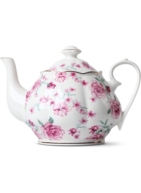 BTaT- Tea Pot, Teapot, Porcelain Teapot, 38 oz, Floral Teapot, Bone China Teapot for Tea Set, Ceramic Tea Kettle, Tea Pots for Tea Cup, Tea Pot Ceramic, Tea Pots for Loose Tea, Teapot for Infuser