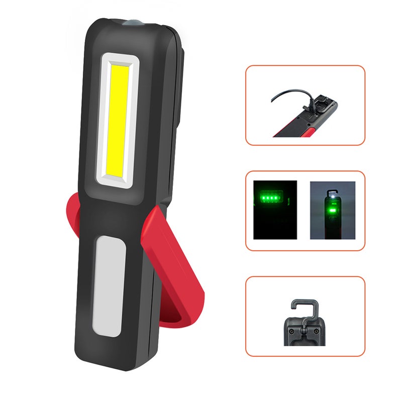 مصباح عمل LED COB قابل لإعادة الشحن عبر USB ومحكم مغناطيسي - مصباح يدوي محمول - مصابيح ليلية - مصباح خياري بحواف خارجية ومقلعة تعليق للخيم - Image 5