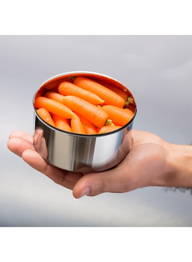 توشيونيكس حاويات طعام من الفولاذ المقاوم للصدأ، حاويات تخزين طعام بغطاء، حاوية، صندوق غداء، مانعة للتسرب، دائرية، قابلة لإعادة الاستخدام، عبوة من 5 قطع، غلاف سيليكون للعمل والمدرسة، 10، 12، 14، 16، 18 سم - Image 4