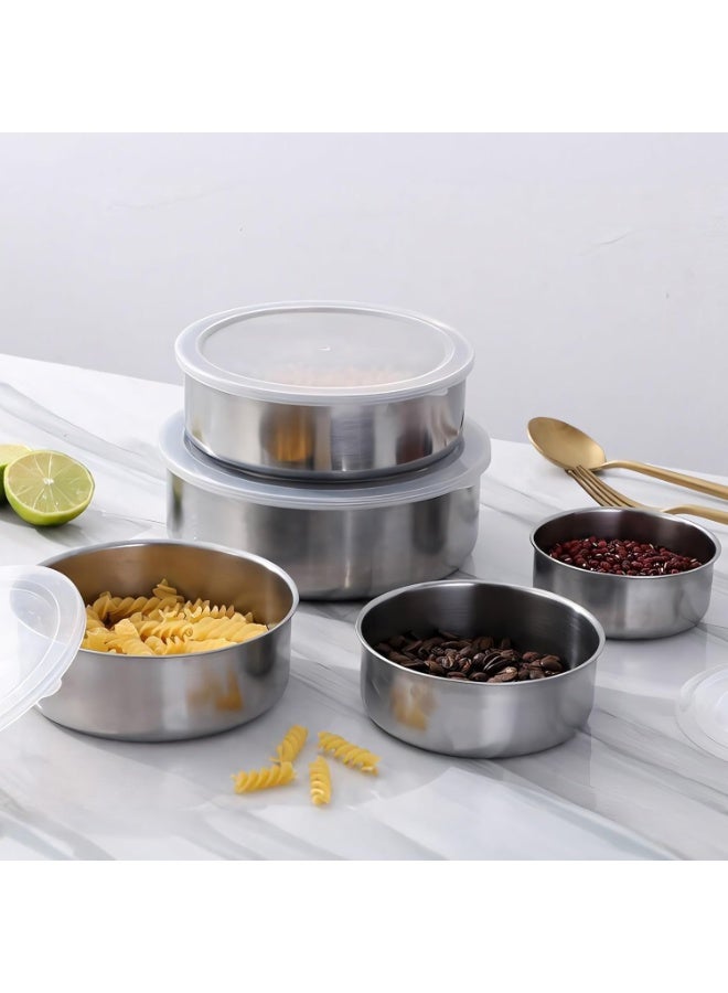 توشيونيكس حاويات طعام من الفولاذ المقاوم للصدأ، حاويات تخزين طعام بغطاء، حاوية، صندوق غداء، مانعة للتسرب، دائرية، قابلة لإعادة الاستخدام، عبوة من 5 قطع، غلاف سيليكون للعمل والمدرسة، 10، 12، 14، 16، 18 سم - Image 5