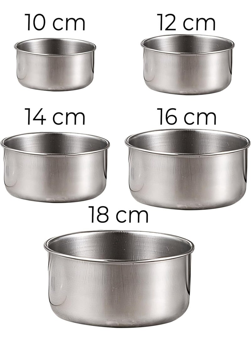 توشيونيكس حاويات طعام من الفولاذ المقاوم للصدأ، حاويات تخزين طعام بغطاء، حاوية، صندوق غداء، مانعة للتسرب، دائرية، قابلة لإعادة الاستخدام، عبوة من 5 قطع، غلاف سيليكون للعمل والمدرسة، 10، 12، 14، 16، 18 سم - Image 2