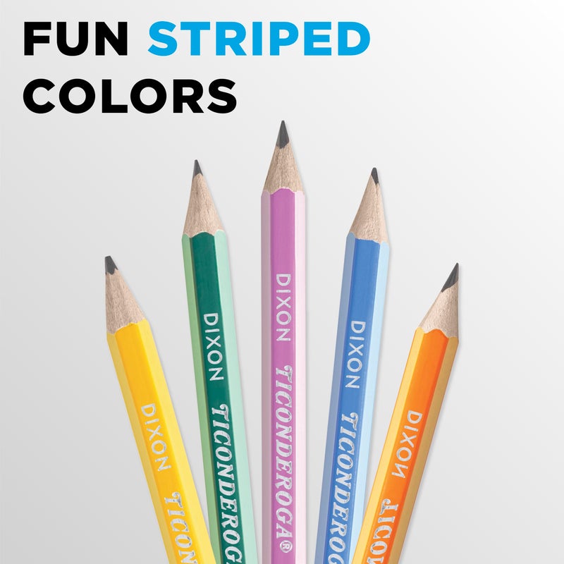Ticonderoga X13910 Striped Wood-Cased Pencils, 2 HB Soft, Pre-Sharpened, 10 Count, Assorted Colors - Image 4