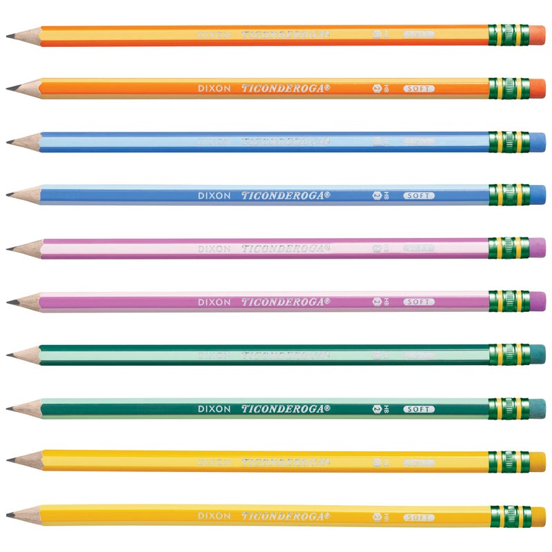 Ticonderoga X13910 Striped Wood-Cased Pencils, 2 HB Soft, Pre-Sharpened, 10 Count, Assorted Colors - Image 2