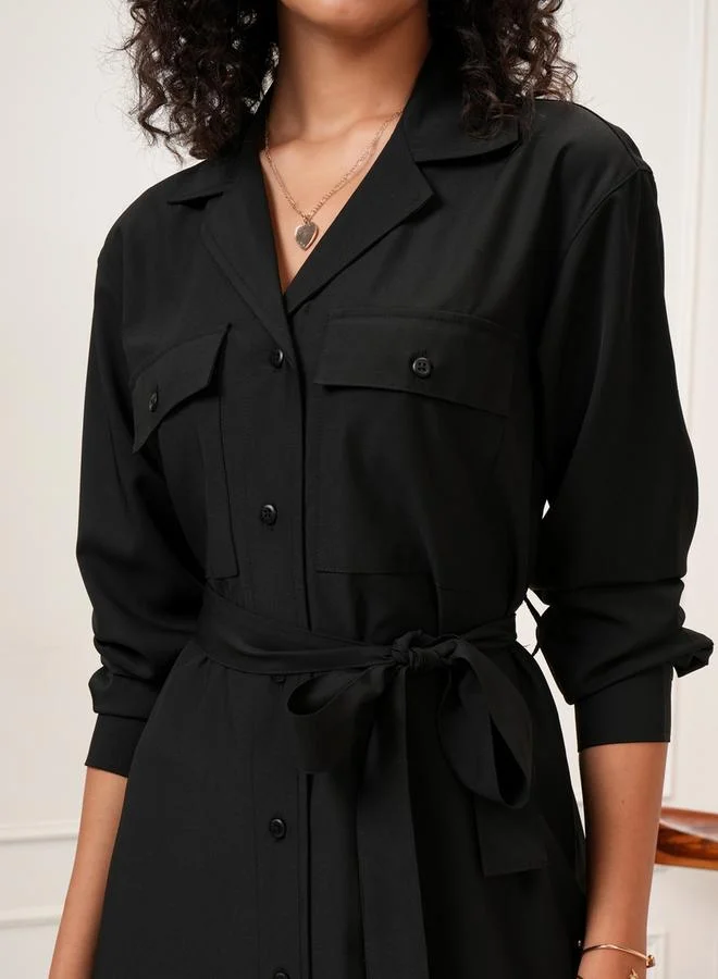 Tokyo Talkies Belted Shirt Dress