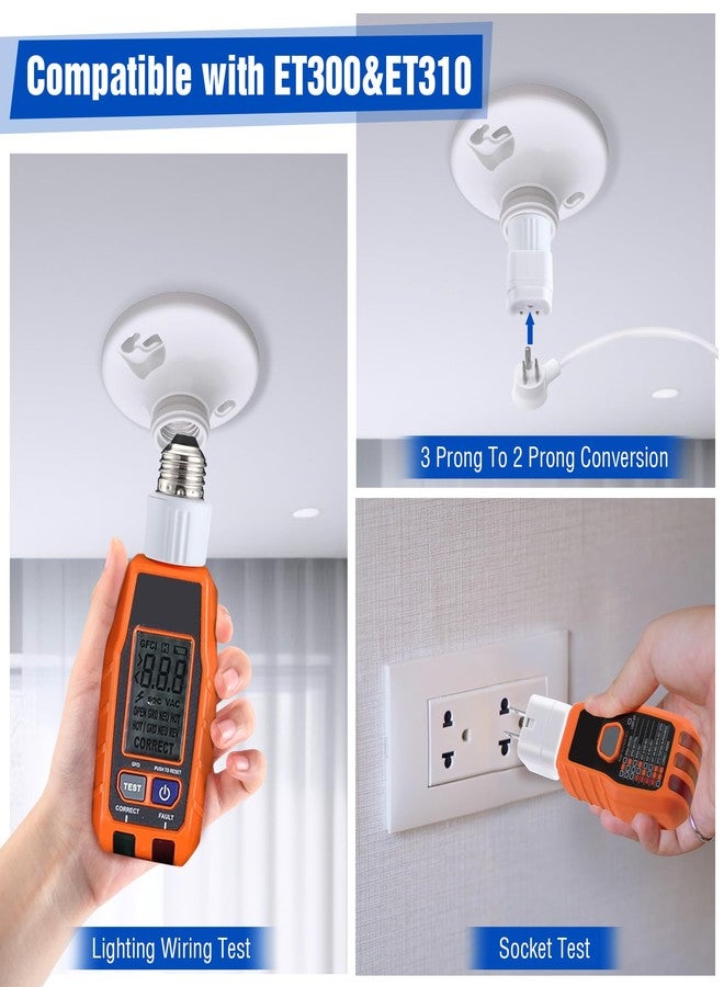 Dreyoo مجموعة ملحقات محول البحث عن قاطع الدائرة من Dreyoo، وجهاز اختبار أسلاك قاطع الدائرة مع مشابك، ومقبس إضاءة، ومحول مخرج تأريض ثلاثي أو ثنائي الأطراف، وحقيبة حمل متوافقة مع ET300 ET310 (ترقية) - Image 4