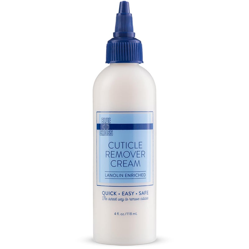 Blue Cross Cuticle Remover Cream for Dry Damaged Cuticles, Moisturizing Cuticle Softener for Nails, Professional Nail Care for Dry Manicures, Brittle Hang Nails, Made in USA, 4oz - Image 1