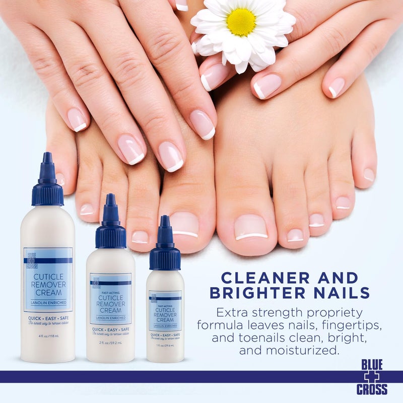 Blue Cross Cuticle Remover Cream for Dry Damaged Cuticles, Moisturizing Cuticle Softener for Nails, Professional Nail Care for Dry Manicures, Brittle Hang Nails, Made in USA, 4oz - Image 3
