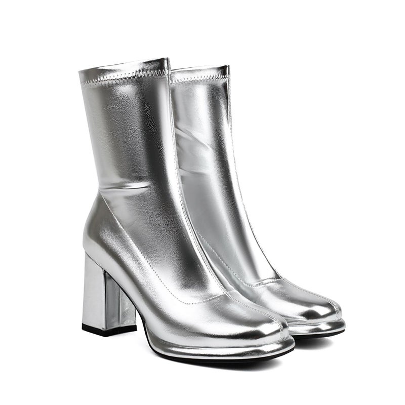 Wish Source Fashion High Heel Women'S Shoes 40-48 Plus Size Square Head Simple Low Barrel Martin Boots Women - Image 1