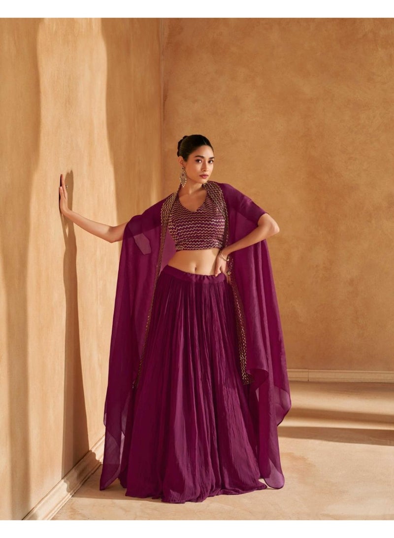 توب محاصيل - ليهينغا - تشولي مع حرير شينون