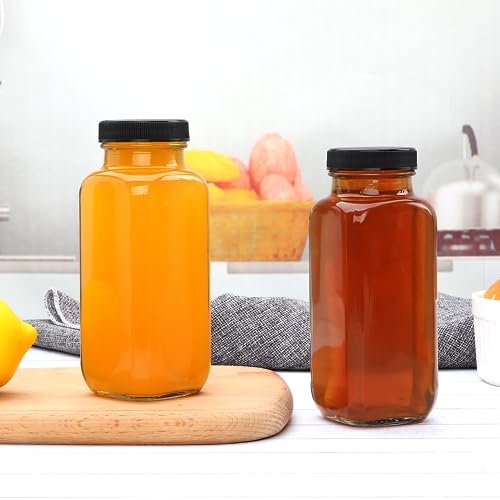 Accguan Vintage Water Bottles with Lids,8oz Reusable Glass Drinking bottles for Juicing,Hot Sauce,Kombucha,Ginger Jar,Potion,Oil,Milk Bottles,Whiskey,Portable Travel Bottle,Smoothies Bottles(12pack) - Image 5