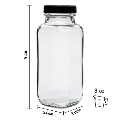 Accguan Vintage Water Bottles with Lids,8oz Reusable Glass Drinking bottles for Juicing,Hot Sauce,Kombucha,Ginger Jar,Potion,Oil,Milk Bottles,Whiskey,Portable Travel Bottle,Smoothies Bottles(12pack) - Image 2