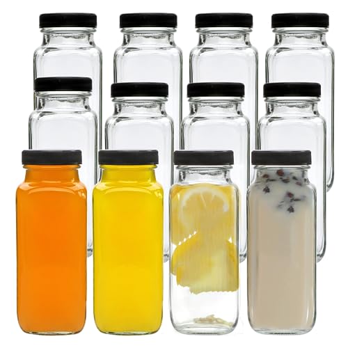 Accguan Vintage Water Bottles with Lids,8oz Reusable Glass Drinking bottles for Juicing,Hot Sauce,Kombucha,Ginger Jar,Potion,Oil,Milk Bottles,Whiskey,Portable Travel Bottle,Smoothies Bottles(12pack) - Image 1