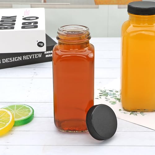 Accguan Vintage Water Bottles with Lids,8oz Reusable Glass Drinking bottles for Juicing,Hot Sauce,Kombucha,Ginger Jar,Potion,Oil,Milk Bottles,Whiskey,Portable Travel Bottle,Smoothies Bottles(12pack) - Image 4