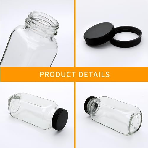 Accguan Vintage Water Bottles with Lids,8oz Reusable Glass Drinking bottles for Juicing,Hot Sauce,Kombucha,Ginger Jar,Potion,Oil,Milk Bottles,Whiskey,Portable Travel Bottle,Smoothies Bottles(12pack) - Image 3